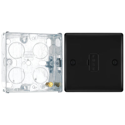 BG Nexus Metal Matt Black 13A Unswitched Fused Connection Unit NFB54 with 25mm Steel Back Box by British General (BG-NFB54+HGS02)
