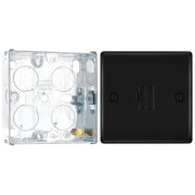 BG Nexus Metal Matt Black 13A Unswitched Fused Connection Unit NFB54 with 25mm Steel Back Box by British General (BG-NFB54+HGS02)