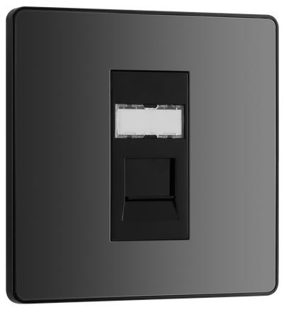 BG PCDBCRJ451B Black Chrome Evolve RJ45 Cat6 Data Outlet - Black Insert