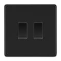 BG Matt Black Screwless 2 Gang Intermediate Light Switch Custom Grid Switch