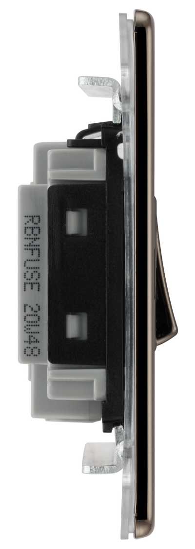 BG Electrical FBN15F Nexus Flatplate Screwless Black Nickel 10A 3 Pole Fan Isolator Switch
