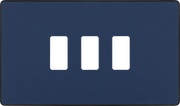 BG RPCDDB3B Evolve Grid Matt Blue 3 Module Rectangular Front Plate - Black Trim by British General (BG-RPCDDB3B-Shopify-SA_1)