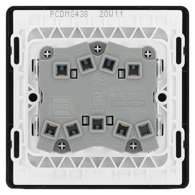 BG Evolve Matt Grey 3 Gang 20A 16AX 2 Way Light Switch PCDMG43B with 35mm Steel Back Box