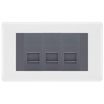 BG White Moulded 3 Gang IDC Secondary Telephone Socket - Grey Insert by British General (BG-NWMBTS3G)