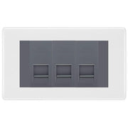 BG White Moulded 3 Gang IDC Secondary Telephone Socket - Grey Insert by British General (BG-NWMBTS3G)