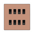 BG Evolve Polished Copper Custom Appliance Grid Switch 8 Gang Screwless