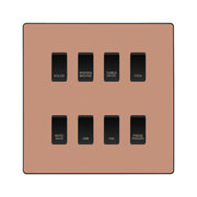 BG Evolve Polished Copper Custom Appliance Grid Switch 8 Gang Screwless by British General (BG-EVOLVE-PC-8GANG-APPLIANCE)
