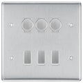 BG Nexus Brushed Steel 6 Gang Switch 3x Trailing Edge LED Dimmer 3x 2Way Custom Switch