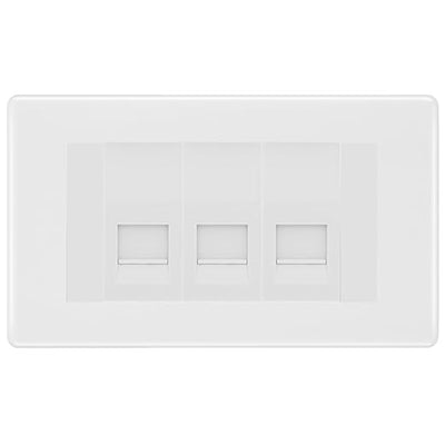 BG White Moulded 3 Gang IDC Secondary Telephone Socket - White Insert by British General (BG-NWMBTS3W)