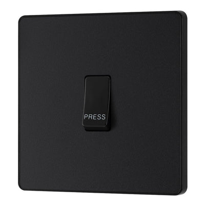 BG Evolve Matt Black 10AX 1 Way Press Switch PCDMB14B with 35mm Steel Back Box