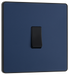PCDDB12B Front - This Evolve Matt Blue 20A 16AX single light switch from British General will operate one light in a room. The 2 way switching allows a second switch to be added to the circuit to operate the same light from another location (e.g. at the top and bottom of the stairs). 