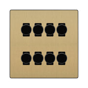 BG Evolve Satin Brass 8 Gang Trailing Edge LED Dimmer Light Switch 2 Way Custom Switch by British General (Evolve-SB-CUSTOM-8GANG-8x-DIMMER-2WAY)