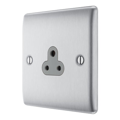 BG Nexus Brushed Steel 2A Unswitched Socket NBS28G and 25mm Steel Back Box