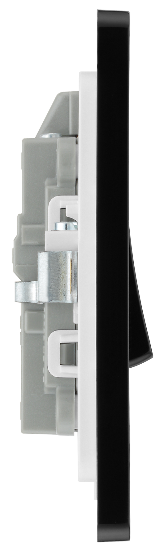 PCDCP31B Side - This Evolve Polished Copper 20A double pole switch with indicator from British General has been designed for the connection of refrigerators, water heaters, central heating boilers and many other fixed appliances.