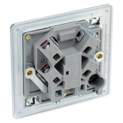 BG Screwless Polished Chrome 13A Unswitched Fused Connection Unit FPC54 with 35mm Steel Back Box