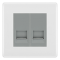 BG White Moulded Double Master Telephone Socket, Screw Terminal - Grey Insert
