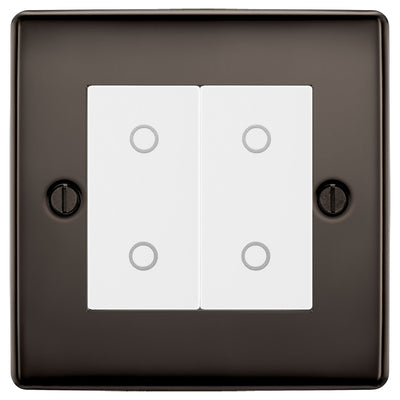 BG Nexus Black Nickel Double Secondary Touch Dimmer Switch White Inserts by British General (BG-EMTDSW+NBNEMS2)