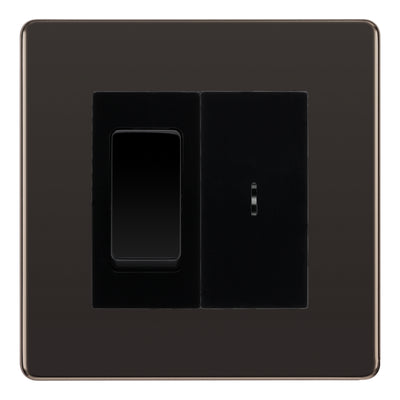BG Screwless Black Nickel 20A Secret Key Switch with 20A Double Pole Switch - Black Insert