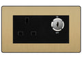 BG Evolve Satin Brass 13A Double Pole Key Controlled Socket – Black Inserts