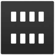 BG RPCDBC8B Evolve Grid Black Chrome 8 Module Square Front Plate - Black Trim by British General (BG-RPCDBC8B-Shopify-SA_1)