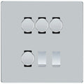 BG Screwless Polished Chrome 6 Gang Switch 4x Trailing Edge LED Dimmer 2x Intermediate Custom Grid