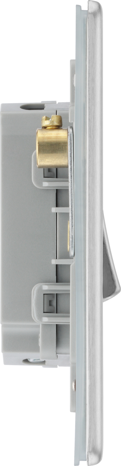 BG FBS44 Nexus Screwless Flat-Plate Quad Light Switch Brushed Steel 2 Way 10A