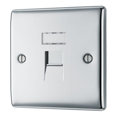 BG Nexus Polished Chrome 1 Gang RJ45 Single Data Outlet NPCRJ451 with 35mm Steel Back Box