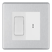 BG Screwless Brushed Steel 2 Way Single Pole Key Switch with 2 Way Single Pole Switch, Key Included - White Insert
