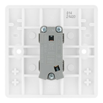 BG Nexus Single Bell Push Switch 1 Gang 10AX White & 32mm Pattress Back Box