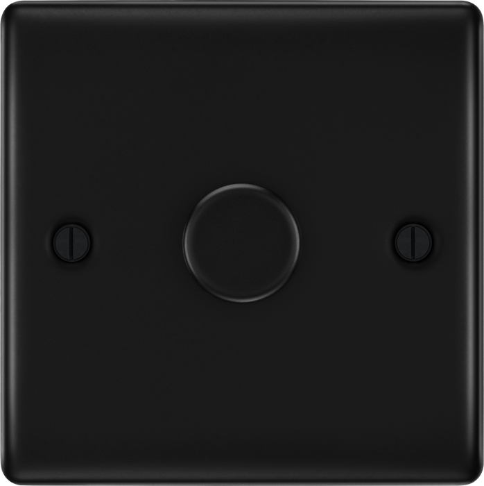 BG NFB81 Nexus Metal Matt Black 1 Gang 200W 2 Way Push On-Off Intelligent LED Dimmer Switch