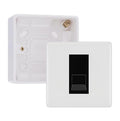 BG White Moulded Single RJ11 Telephone Socket Euro Module with 32mm Back Box - Black Insert
