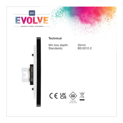 BG Evolve Matt Black 2 Gang RJ45 Data Socket PCDMBRJ452B Black Inserts