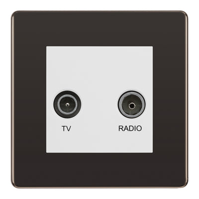 BG Screwless Black Nickel TV & FM Socket FBN66W by British General (BG-FBN66W)