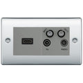 BG Nexus Polished Chrome 4G Faceplate with HDMI + TV/FM/SAT Module - Grey Insert