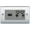 BG Nexus Polished Chrome 4G Faceplate with HDMI + TV/FM/SAT Module - Grey Insert by British General (BG-NPCEMR4-HDMI-TVFM2G)