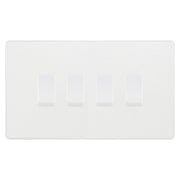 BG Evolve Pearlescent White 4 Gang Light Switch 1x Intermediate 3x 2 Way Custom Grid Switch by British General (BG-Evolve-PW-4G-CUSTOM-1x INT-3x 2WAY SP)