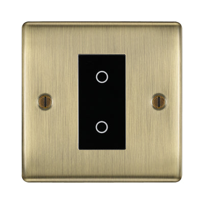 BG Nexus Antique Brass Single Secondary Touch Dimmer Switch - Black Insert by British General (BG-EMTDSB+NABEMS1)