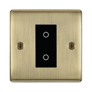 BG Nexus Antique Brass Single Secondary Touch Dimmer Switch - Black Insert by British General (BG-EMTDSB+NABEMS1)