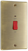 BG NAB72 Nexus Metal | Antique Brass | 2 Gang Double Plate 45A 2 Pole Neon Cooker Switch by British General (BG-NAB72)
