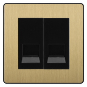 BG Evolve Satin Brass Double Master Telephone Socket – Black Insert by British General (BG-PCDSBBTM2B)