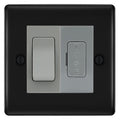 BG Nexus Matt Black 2 Way Light Switch & 13A Fused Spur Plate | Grey Insert