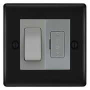 BG Nexus Matt Black 2 Way Light Switch & 13A Fused Spur Plate | Grey Insert