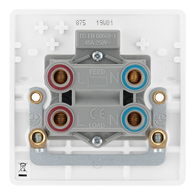 BG 875 Moulded Round Edge | White | 1 Gang 45A 2 Pole Cooker Switch