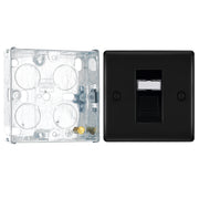 BG Nexus Matt Black RJ45 Single Data Outlet Socket NFBRJ451 with 25mm Steel Back Box by British General (BG-NFBRJ451+HGS02)
