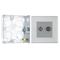 BG Screwless Brushed Steel 2 Gang Satellite & Co-axial Socket FBS65 with 25mm Steel Back Box