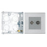 BG Screwless Brushed Steel 2 Gang Satellite & Co-axial Socket FBS65 with 25mm Steel Back Box by British General (BG-FBS65+HGS02)