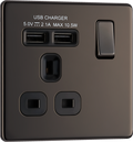 BG FBN21U2B Nexus Screwless Flat-Plate Single Switched Plug Socket 2.1A