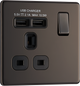 BG FBN21U2B Nexus Screwless Flat-Plate Single Switched Plug Socket 2.1A