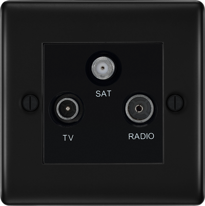 BG NFB67 Nexus Metal Triplex TV/FM/Sat Socket - Black Insert -Matt Black