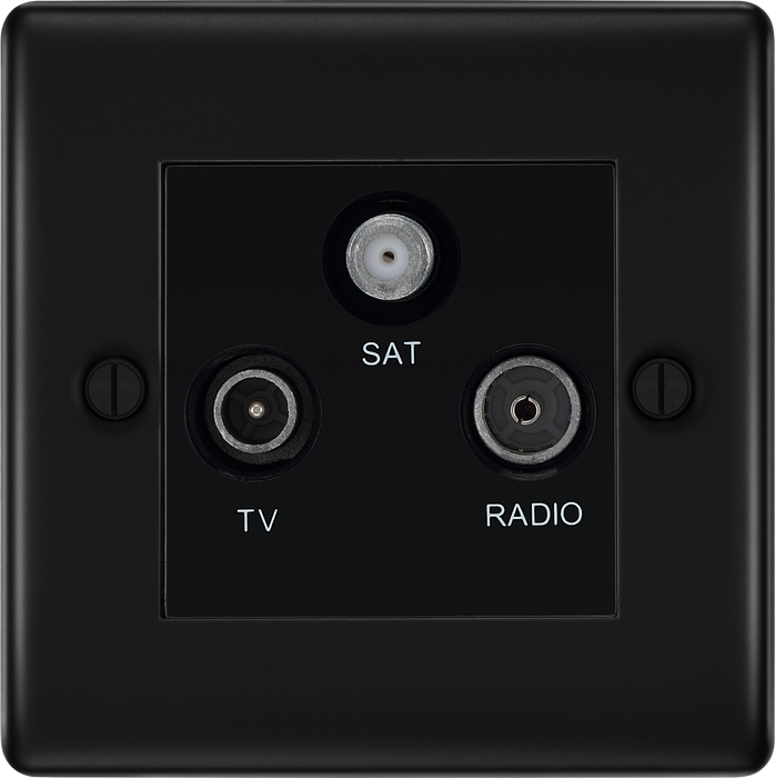 BG NFB67 Nexus Metal Triplex TV/FM/Sat Socket - Black Insert -Matt Black